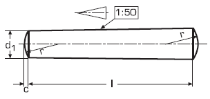 DIN 1 Штифт конический незакаленный, форма В, точеный, ГОСТ 3129-70, ISO 2339