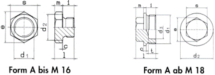 DIN 7604 Пробка (заглушка) для труб резьбовая цилиндрическая с шестигранной головкой и фланцем, размеры резьбы от M8х1 до M30х1
